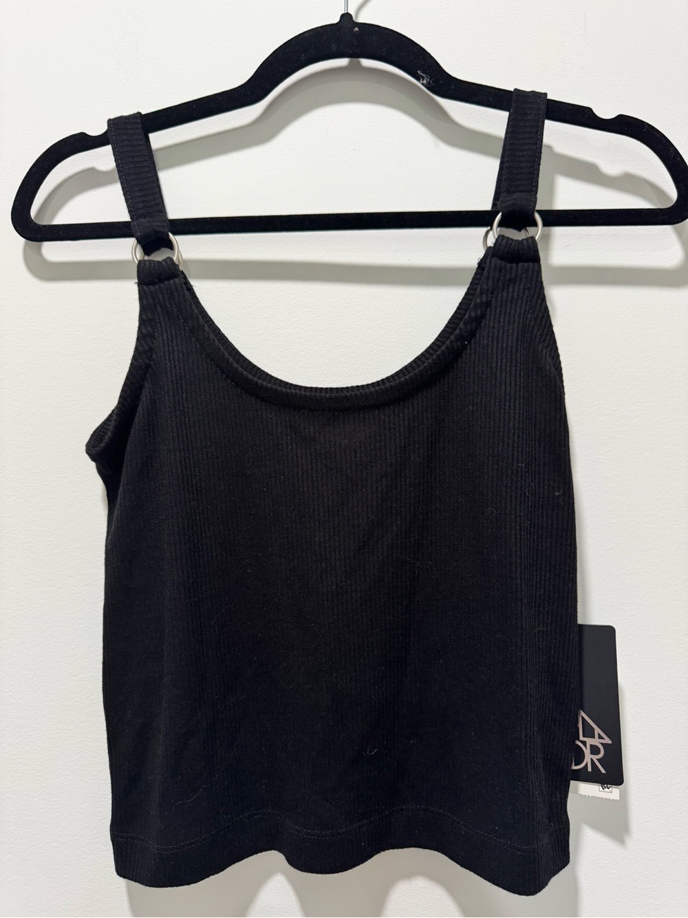 Chaser Black Ribbed Ring-Detail Camisole | New with Tags